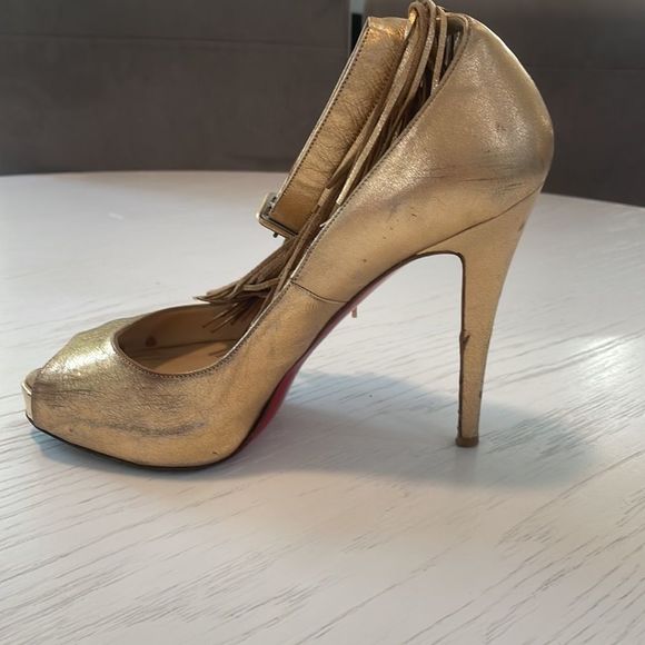 Christian Louboutin Metallic Fringe Heels - Picture 7 of 16